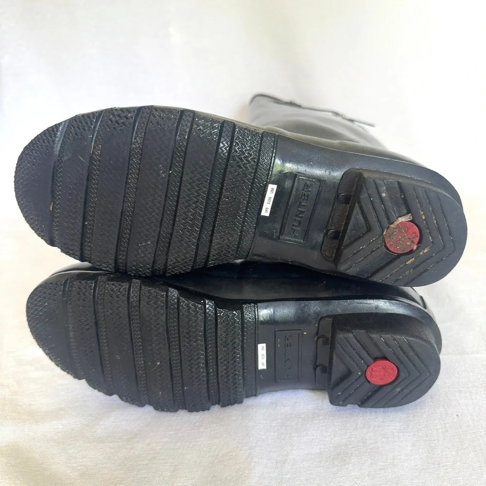 Hunter Original‎ Tall Rain Boots Size 8 Black Gloss Natural Rubber
